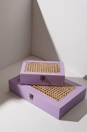 Wicker Box - Lavender, 10" (L) x 7" (B) x 2.5" (H)